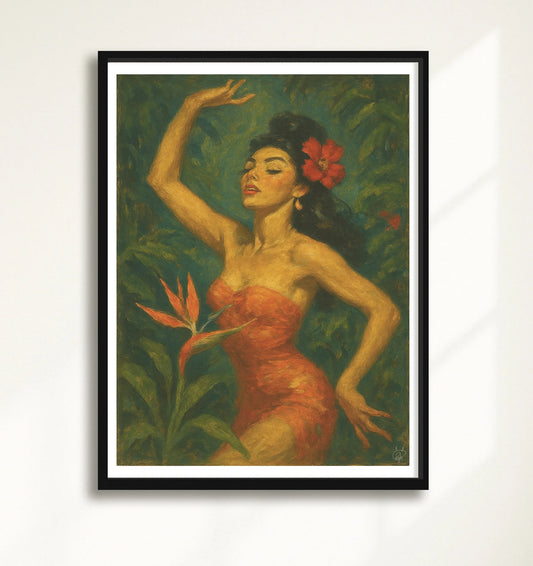 Flora Exotica Neutral closeup BlackFrame mockup
