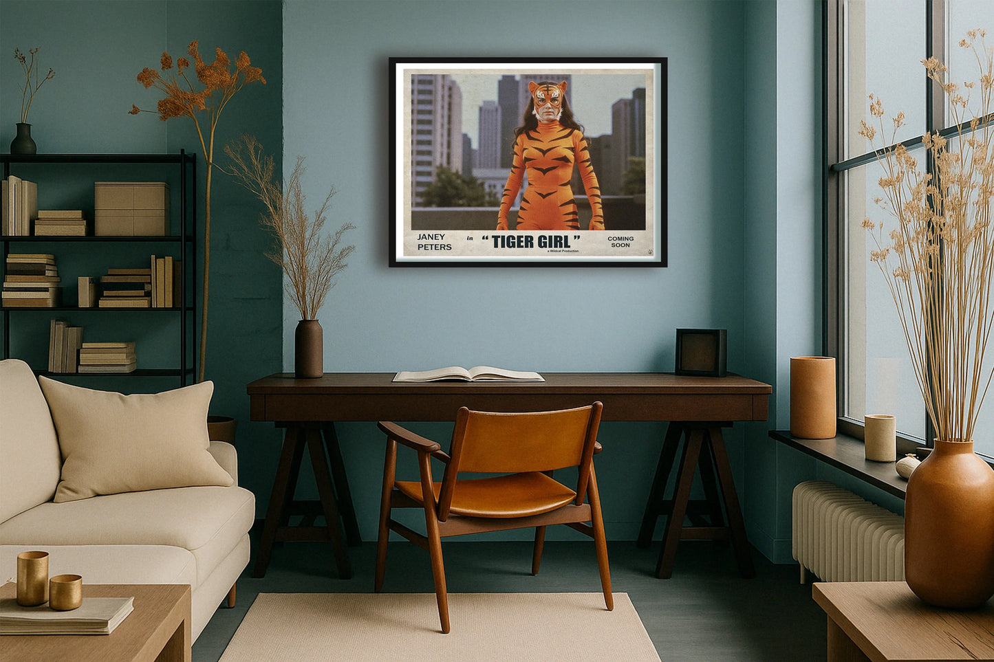 Tiger Girl Lobby Card TealStudy BlackFrame mockup