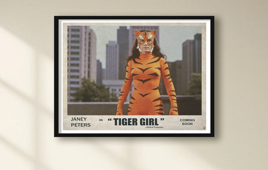 Tiger Girl Lobby Card White closeup BlackFrame mockup