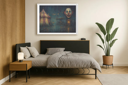 The Circus Doesn't Leave Town NeutralBedroomSide WhiteFrame mockup
