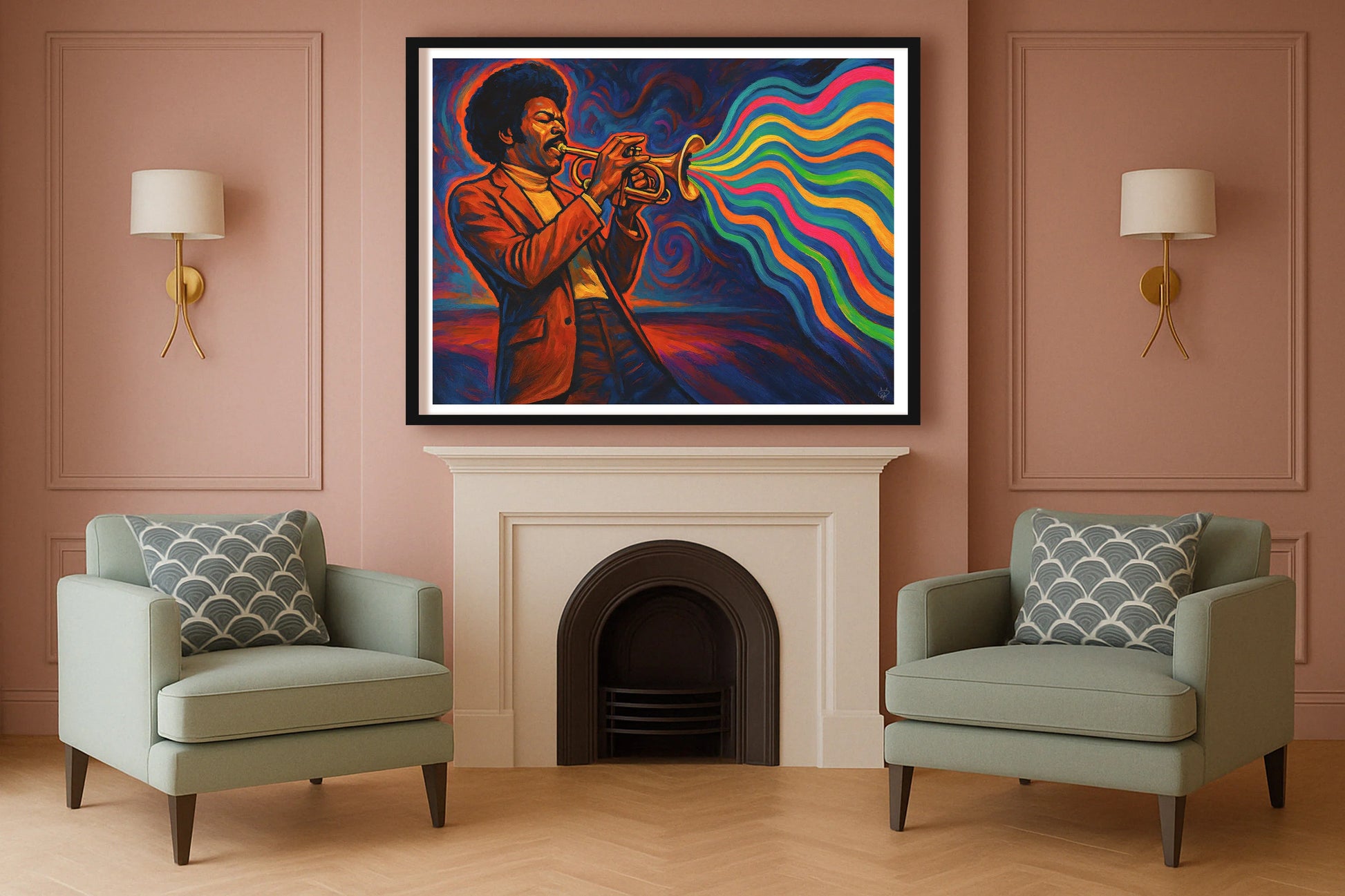 The Colour Of Sound SulkingPinkSittingRoom BlackFrame mockup