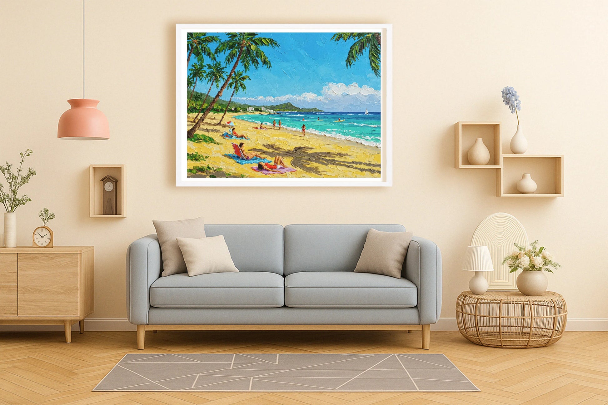 Waikiki Filter PeachLounge WhiteFrame mockup