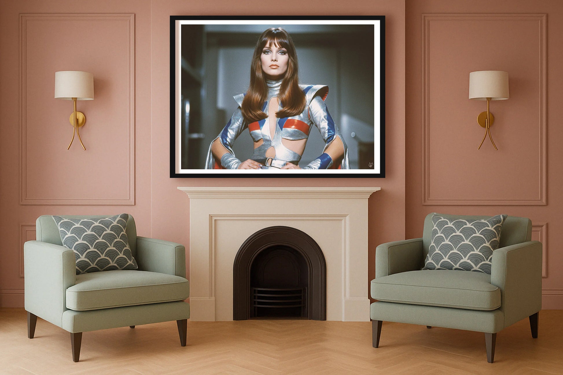 Andromeda Attire SulkingPinkSittingRoom BlackFrame mockup