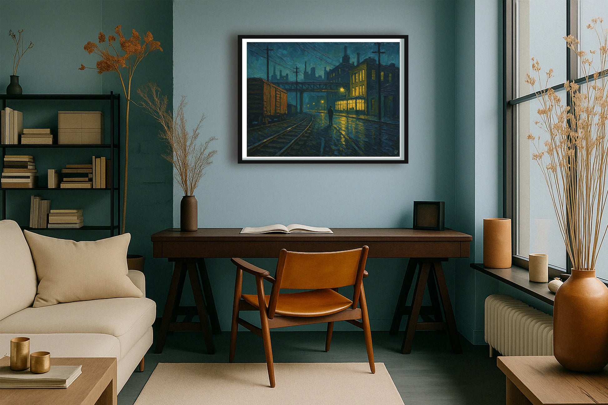 Last Shift, Rainfall TealStudy BlackFrame mockup
