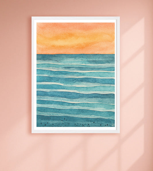 Tide Lines At Dusk Pink closeup WhiteFrame mockup