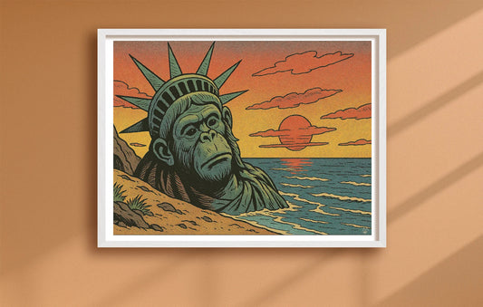 Planet Of The Humans Orange closeup WhiteFrame mockup