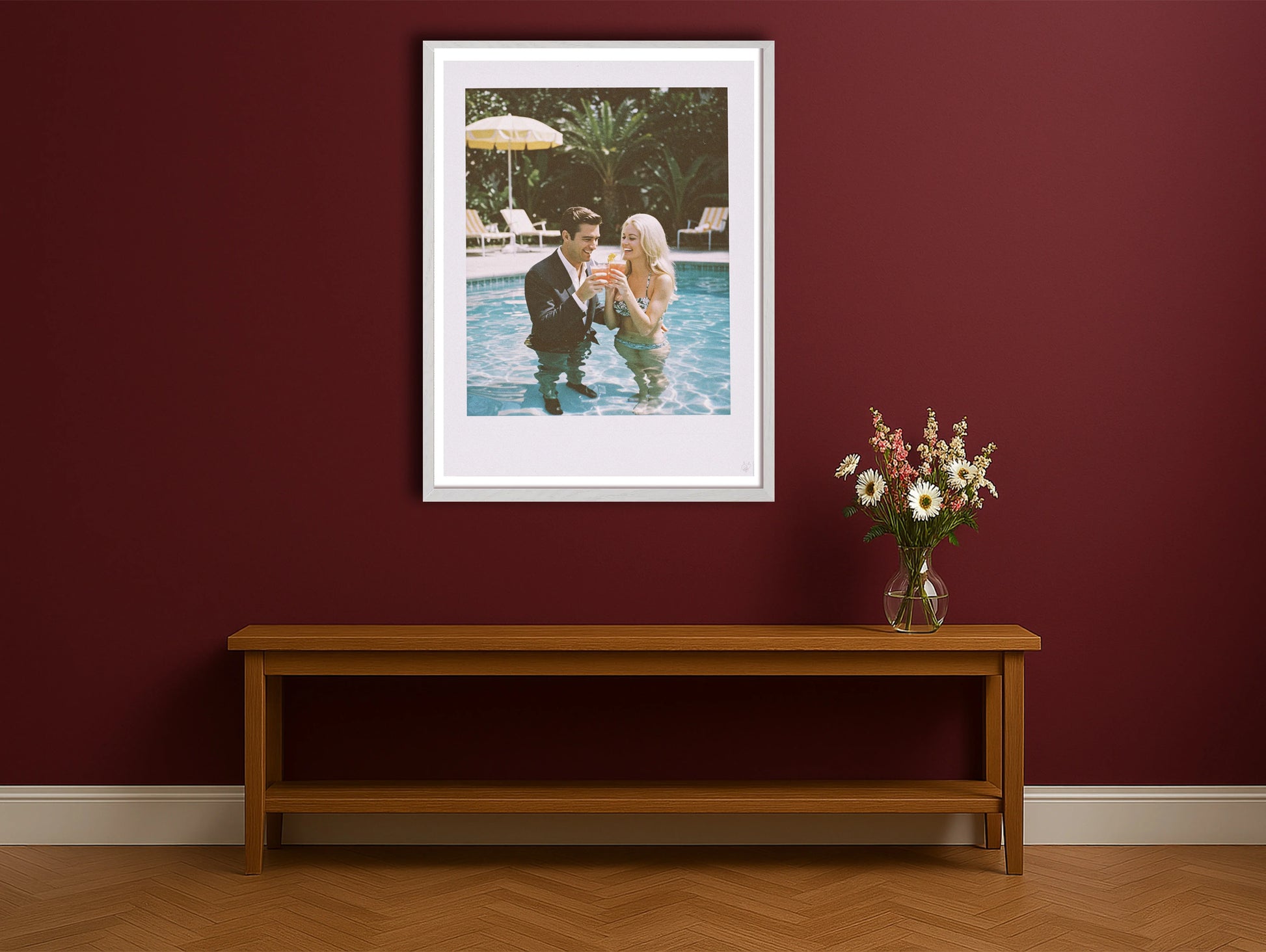 Working From Home BurgundyHallwayWhiteFrame mockup