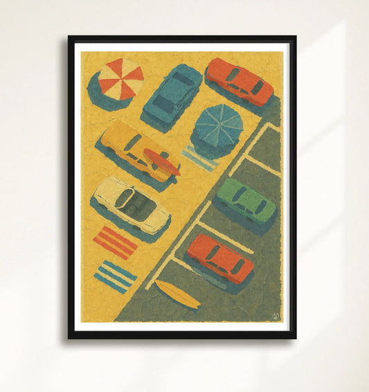 Parasols And Parking Neutral closeup BlackFrame mockup