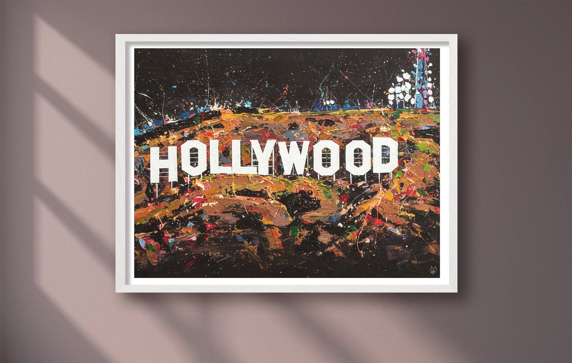 Lights, Camera, Chaos Purple closeup WhiteFrame mockup