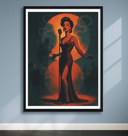 Crimson Chanteuse Blue closeup BlackFrame mockup