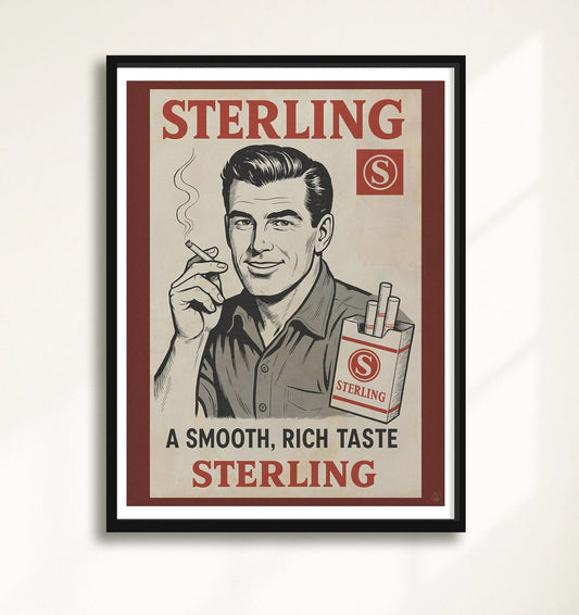 Sterling Cigarettes Neutral closeup BlackFrame mockup