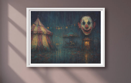 The Circus Doesn't Leave Town Purple closeup WhiteFrame mockup