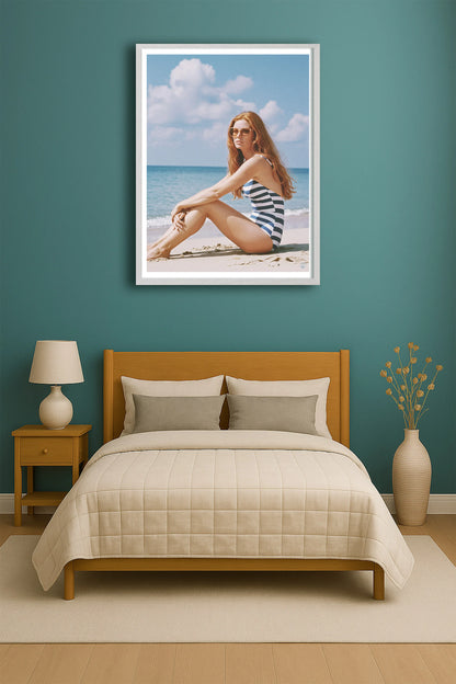 Sand Lounger TealBedroom WhiteFrame mockup