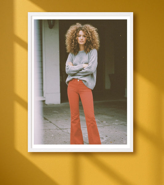 Red Jeans Yellow closeup WhiteFrame mockup