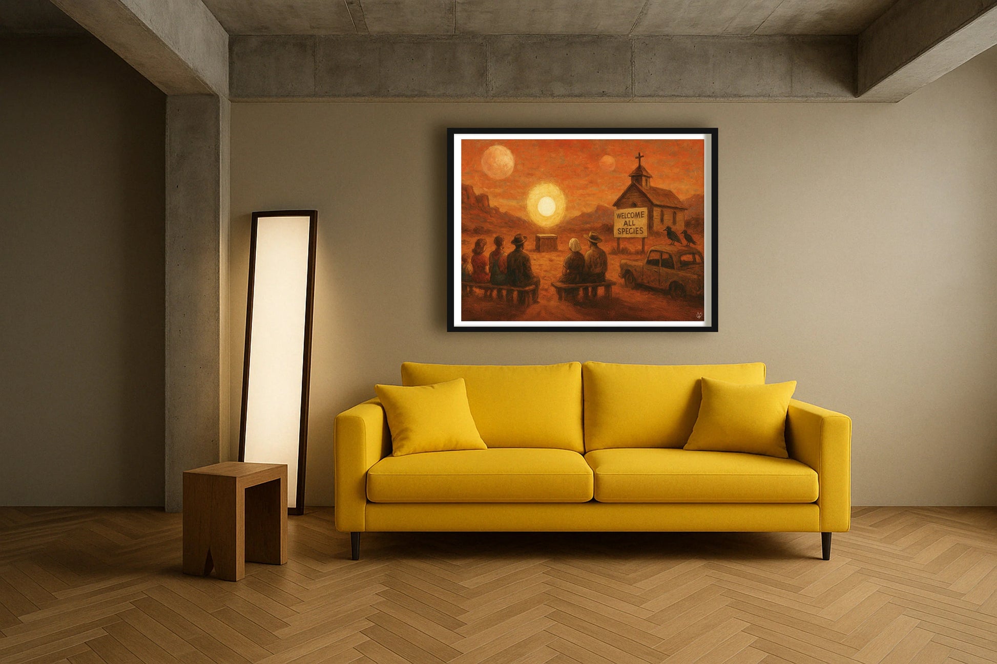 Welcome All Species ContemporaryLounge BlackFrame mockup