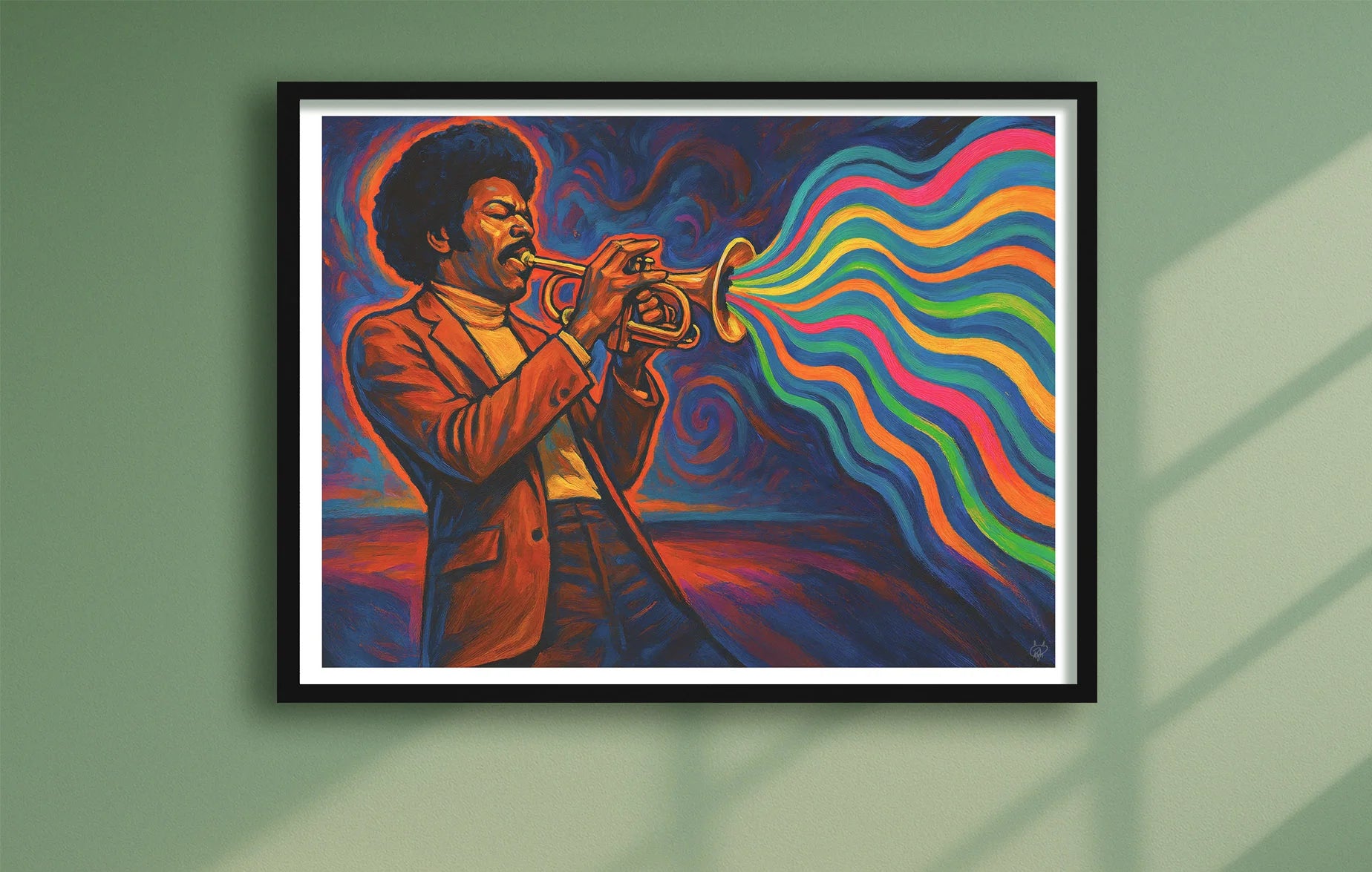 The Colour Of Sound Green closeup BlackFrame mockup