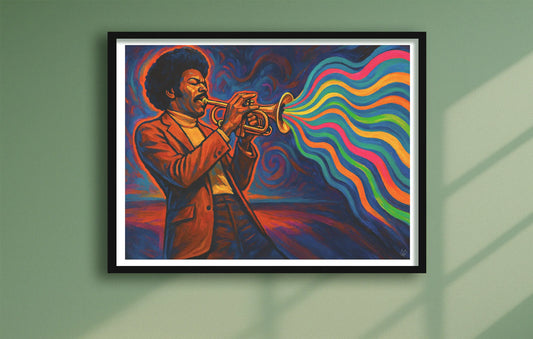 The Colour Of Sound Green closeup BlackFrame mockup
