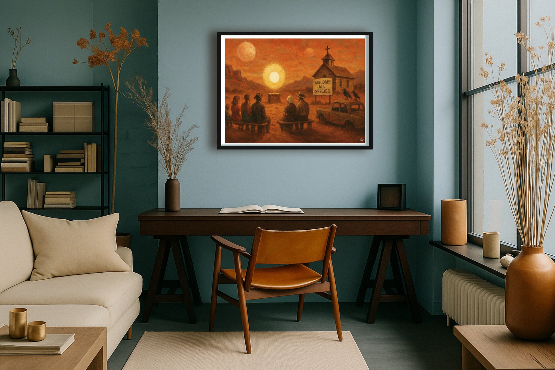 Welcome All Species TealStudy BlackFrame mockup