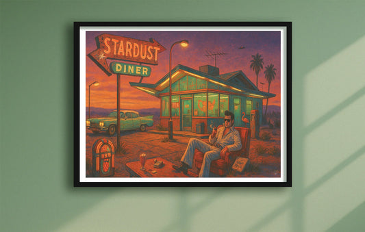 Stardust Diner Green closeup BlackFrame mockup