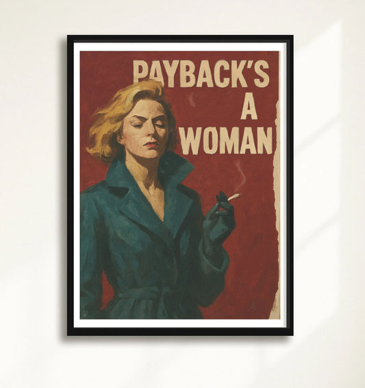 Payback's A Woman Neutral closeup BlackFrame mockup
