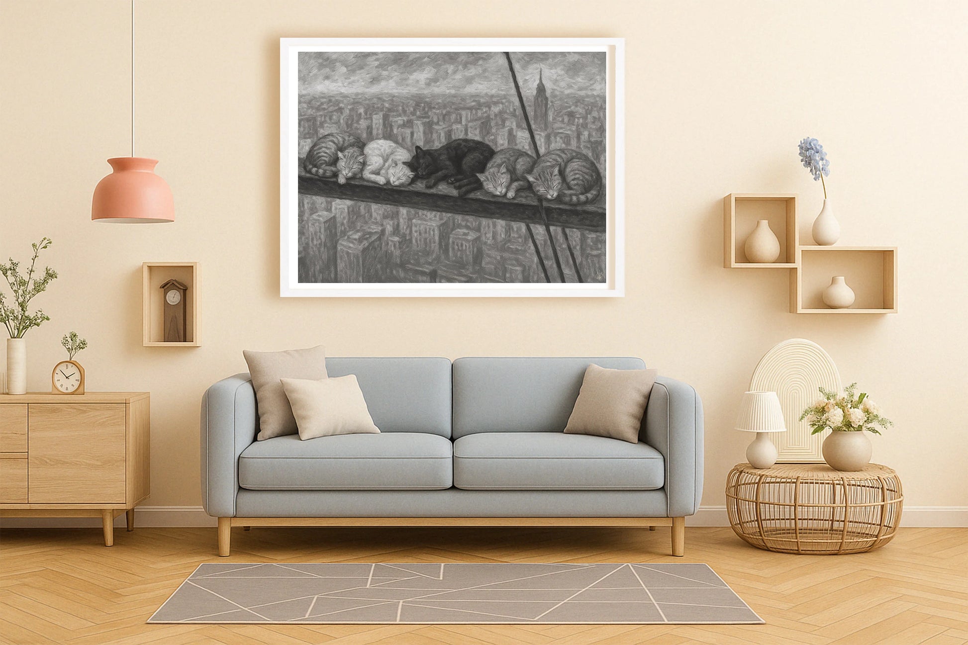 Nap Atop A Skyscraper PeachLounge WhiteFrame mockup