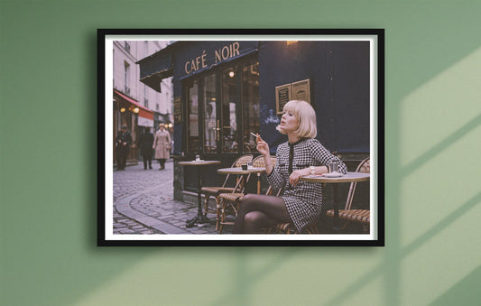 Cafe Noir Paris 67 Green closeup BlackFrame mockup
