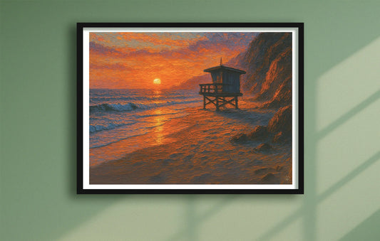 Watchtower At Dusk Green closeup BlackFrame mockup